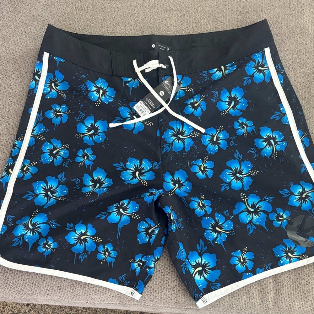 Ethika Black and Blue Floral Board Shorts